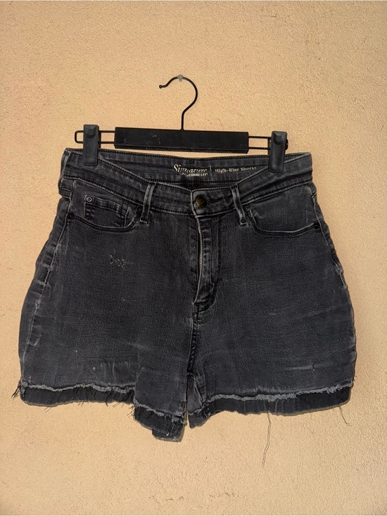 Signature Pants - Signature Washed Black High-Rise Denim Shorts